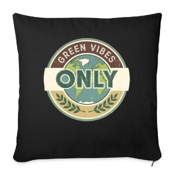 Vintage Globe Green Vibes uniquement - Housse de coussin décorative 45 x 45 cm - noir - Devant