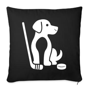 Teckel Beagle Maître Maître De Hockey sur Glace - Housse de coussin décorative 45 x 45 cm - noir - Devant