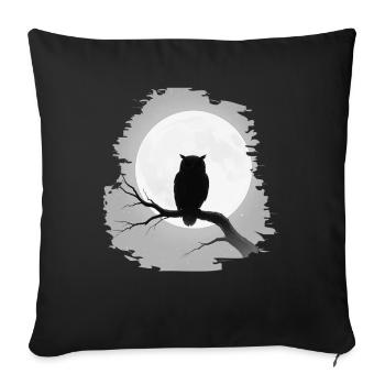 Hibou d’Halloween, pleine lune, nuit, design effrayant - Housse de coussin décorative 45 x 45 cm - noir - Devant
