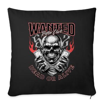 Wanted Biker Skull Dead or Alive Motorcycle Chopper - Sofa pillowcase 17,3'' x 17,3'' (45 x 45 cm) - black - Front