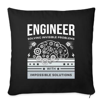ENGINEER – Solving Invisible Problems T-Shirt - Sofa pillowcase 17,3'' x 17,3'' (45 x 45 cm) - black - Front