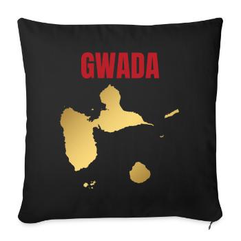 GWADA Golden Map West Indies T-shirt - Sofa pillowcase 17,3'' x 17,3'' (45 x 45 cm) - black - Front