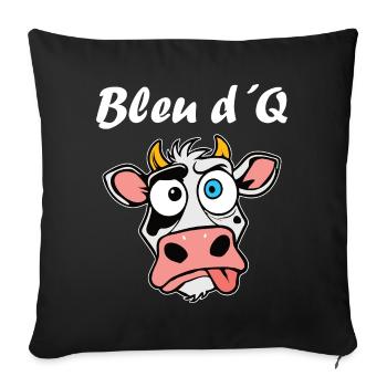 Drôle Vache Stupide Bleu d’Q Dessin animé - Housse de coussin décorative 45 x 45 cm - noir - Devant