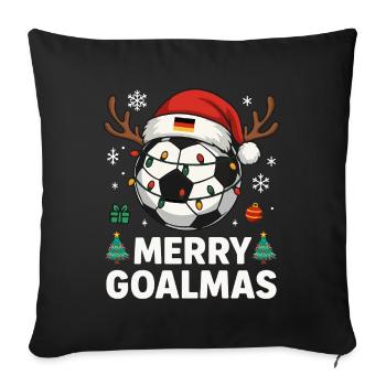 Merry Goalmas Deutschland - Lustiger Fußball Humor - Sofakissenbezug 45 x 45 cm - Schwarz - Vorne