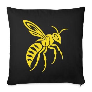 Silhouette de guêpe jaune sur noir - Housse de coussin décorative 45 x 45 cm - noir - Devant