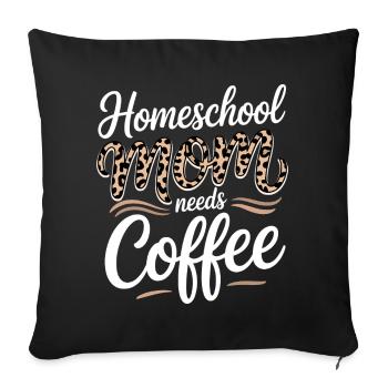Homeschool Mom Loves Coffee - Sofa pillowcase 17,3'' x 17,3'' (45 x 45 cm) - black - Front