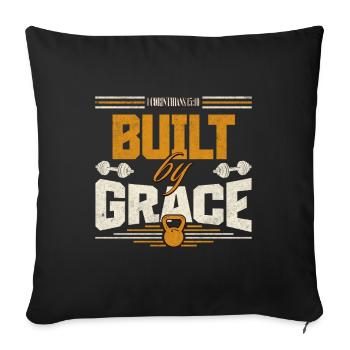 💪 Built by Grace – 1 Corinthians 15:10 - Sofa pillowcase 17,3'' x 17,3'' (45 x 45 cm) - black - Front