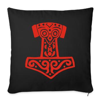 Thor's Hammer (Red) - Sofa pillowcase 17,3'' x 17,3'' (45 x 45 cm) - black - Front