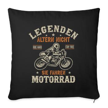 Moto Motard Motard Retraité Légende - Housse de coussin décorative 45 x 45 cm - noir - Devant