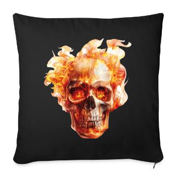 Flammes du crâne - Housse de coussin décorative 45 x 45 cm - noir - Devant