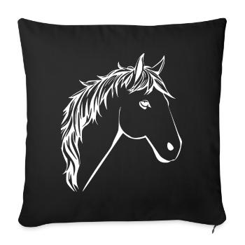 Tête de cheval chevaux T-shirt cadeau cavalier - Housse de coussin décorative 45 x 45 cm - noir - Devant