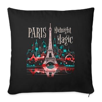 Paris Eiffel Tower France City Skyline Night - Sofa pillowcase 17,3'' x 17,3'' (45 x 45 cm) - black - Front