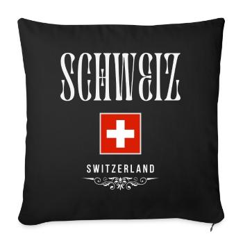 Swiss flag, made in Switzerland - Sofa pillowcase 17,3'' x 17,3'' (45 x 45 cm) - black - Front