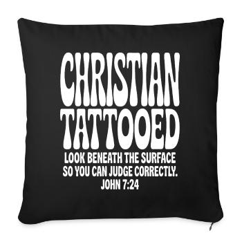 Christian Tattooed Bold Typography Tee - Sofa pillowcase 17,3'' x 17,3'' (45 x 45 cm) - black - Front