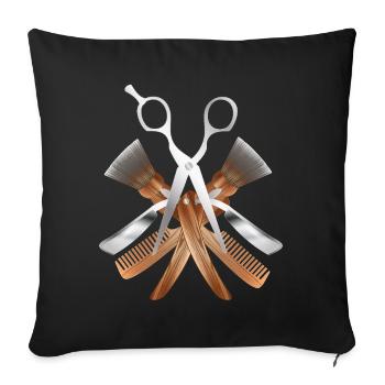 Stylish barber motif with scissors and tools - Sofa pillowcase 17,3'' x 17,3'' (45 x 45 cm) - black - Front