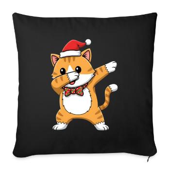 Cute Dabbing Cat with Santa Hat Cartoon - Sofa pillowcase 17,3'' x 17,3'' (45 x 45 cm) - black - Front
