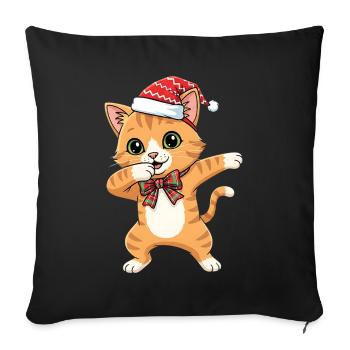 Funny Christmas cat dancing dabbing - Sofa pillowcase 17,3'' x 17,3'' (45 x 45 cm) - black - Front