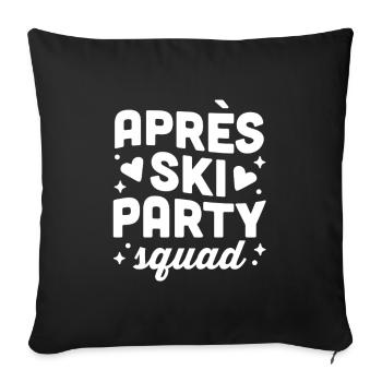 Équipe de la fête de ski après le groupe d’amis skieurs - Housse de coussin décorative 45 x 45 cm - noir - Devant