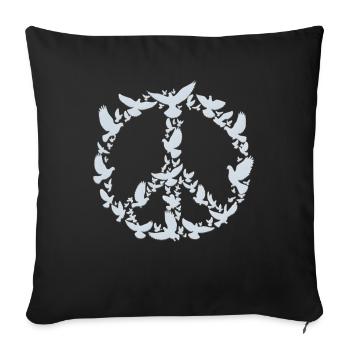 Doves of Peace in Peace Symbol Design - Sofa pillowcase 17,3'' x 17,3'' (45 x 45 cm) - black - Front