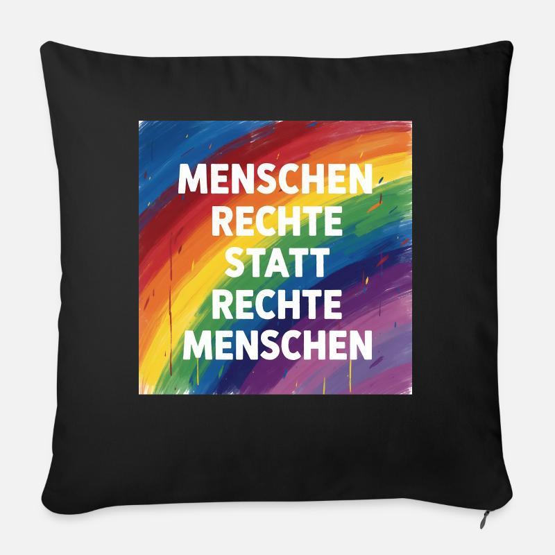 Buntes Menschenrechte statt rechte Menschen - Sofakissenbezug 45 x 45 cm - Schwarz