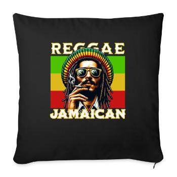 Reggae Jamaican Rasta Style with Cool Dreadlock Fig - Sofa pillowcase 17,3'' x 17,3'' (45 x 45 cm) - black - Front