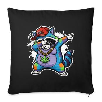 Dabbing Raccoon Graffiti Style Hip-Hop - Sofa pillowcase 17,3'' x 17,3'' (45 x 45 cm) - black - Front