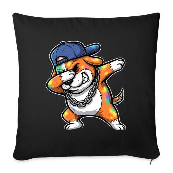 Dabbing Dog – Art de rue Hip Hop Design - Housse de coussin décorative 45 x 45 cm - noir - Devant