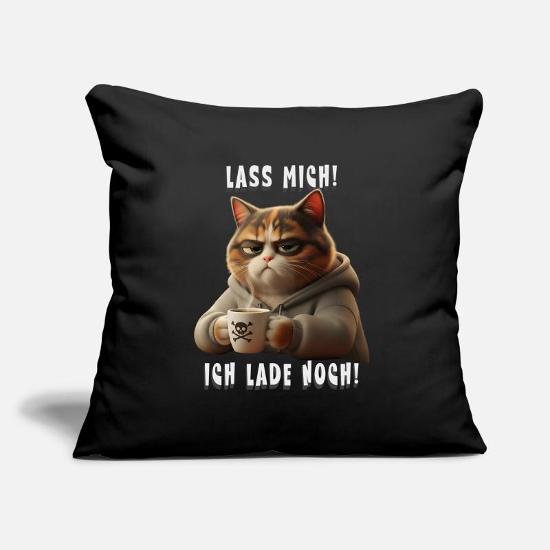 Grumpy Katze mit Kaffee Hoodie Morgenmuffel Housse de coussin décorative 45 x 45 cm