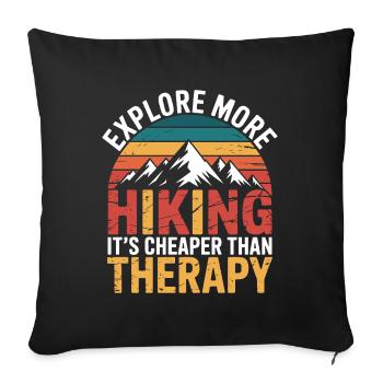 Explorez davantage. C’est moins cher que la thérapie - Housse de coussin décorative 45 x 45 cm - noir - Devant