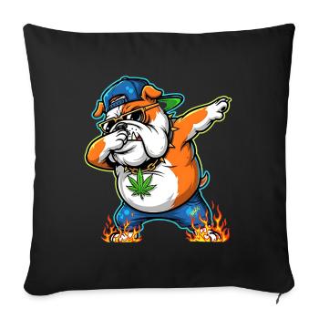 Dab Bulldog Street Art Design du cannabis - Housse de coussin décorative 45 x 45 cm - noir - Devant