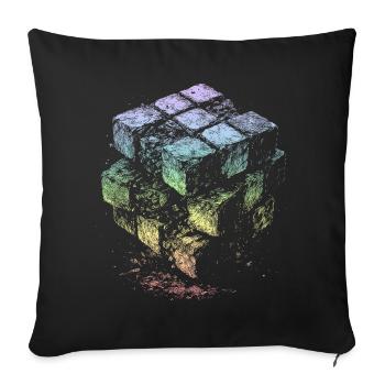 Couleurs arc-en-ciel du cube - Housse de coussin décorative 45 x 45 cm - noir - Devant