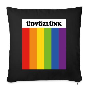 LGBT SAFE SPACE Uedvoezluenk welcome in Hungarian - Sofa pillowcase 17,3'' x 17,3'' (45 x 45 cm) - black - Front