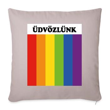 LGBT SAFE SPACE Uedvoezluenk welcome in Hungarian - Sofa pillowcase 17,3'' x 17,3'' (45 x 45 cm) - light taupe - Front