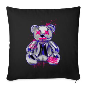 Ours en peluche gothique avec un look néon graffiti - Housse de coussin décorative 45 x 45 cm - noir - Devant
