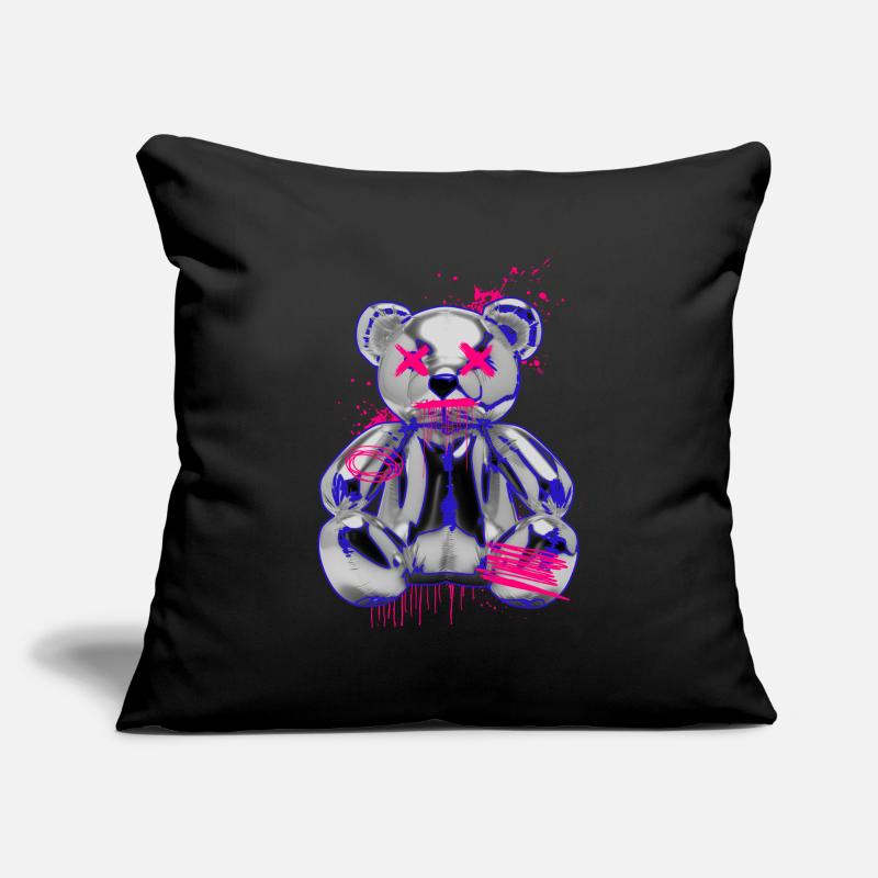 Gothic Teddy Bär mit Graffiti Neon Look Sofakissenbezug 45 x 45 cm