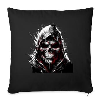 Crâne sombre avec un art gothique à capuchon - Housse de coussin décorative 45 x 45 cm - noir - Devant