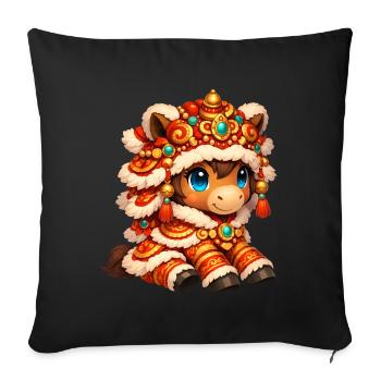 Chinese New Year Horse 2026 - Sofa pillowcase 17,3'' x 17,3'' (45 x 45 cm) - black - Front