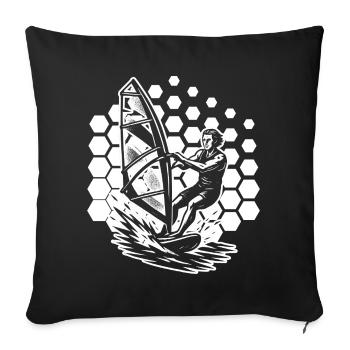 Windsurfing motif that works immediately - Sofa pillowcase 17,3'' x 17,3'' (45 x 45 cm) - black - Front