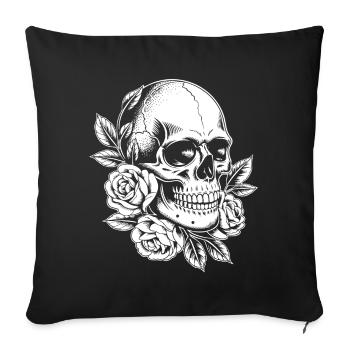 Skulls and roses - Sofa pillowcase 17,3'' x 17,3'' (45 x 45 cm) - black - Front