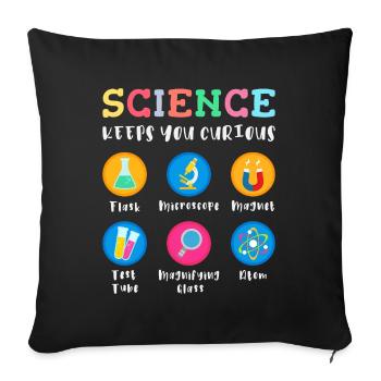Science arouses curiosity - Sofa pillowcase 17,3'' x 17,3'' (45 x 45 cm) - black - Front