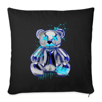 Ours en peluche néon Grifffiti Drop - Housse de coussin décorative 45 x 45 cm - noir - Devant