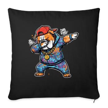 Graffiti Bulldog Hoodie Cap Street Art - Sofa pillowcase 17,3'' x 17,3'' (45 x 45 cm) - black - Front