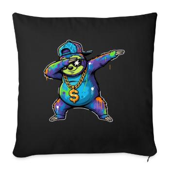 Sloth Graffiti with Gold Chain Street Art - Sofa pillowcase 17,3'' x 17,3'' (45 x 45 cm) - black - Front