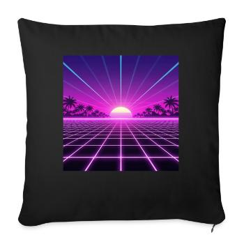 Sunset Neon Retrogrid back to 90s - Sofa pillowcase 17,3'' x 17,3'' (45 x 45 cm) - black - Front