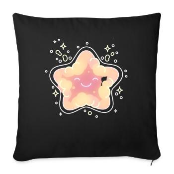 Pastel Star Cuddly Star Kids Star - Sofa pillowcase 17,3'' x 17,3'' (45 x 45 cm) - black - Front