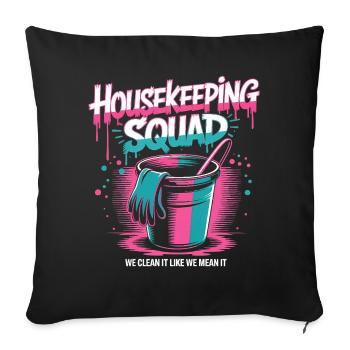 Funny Cleaning Design - Sofa pillowcase 17,3'' x 17,3'' (45 x 45 cm) - black - Front
