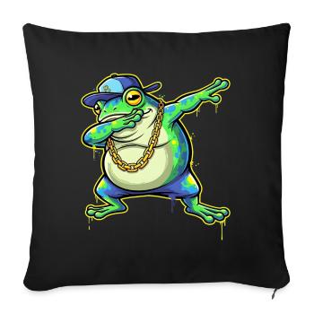 Green Street Frog with Gold Chain Dabbing - Sofa pillowcase 17,3'' x 17,3'' (45 x 45 cm) - black - Front