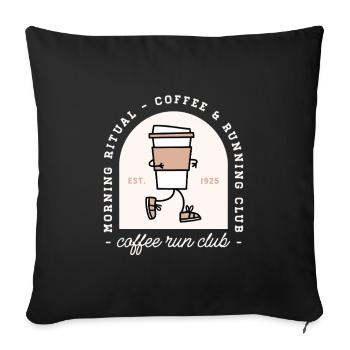 Funny coffee and running lovers run club - Sofa pillowcase 17,3'' x 17,3'' (45 x 45 cm) - black - Front
