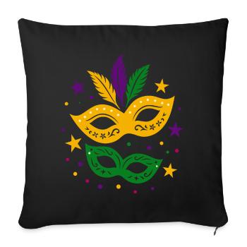 Carnival Masks with Stars & Colorful Feathers - Sofa pillowcase 17,3'' x 17,3'' (45 x 45 cm) - black - Front
