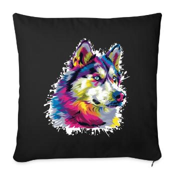 Wolf Animal Art - Sofa pillowcase 17,3'' x 17,3'' (45 x 45 cm) - black - Front